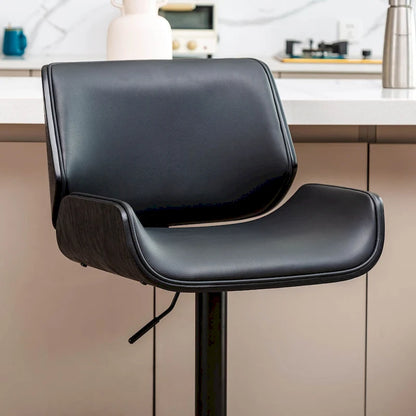 Glitzhome Set of 3 Leatherette Adjustable Swivel Bar Stool Pub Table Set