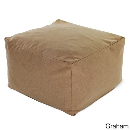 Majestic Home Goods Indoor Wales Poly/Linen Ottoman Pouf 27 in L x 27 in W x 17 in H
