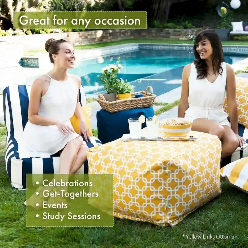 Majestic Home Goods Indoor Wales Poly/Linen Ottoman Pouf 27 in L x 27 in W x 17 in H