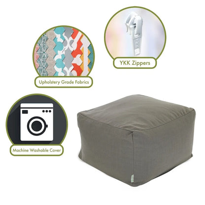 Majestic Home Goods Indoor Wales Poly/Linen Ottoman Pouf 27 in L x 27 in W x 17 in H