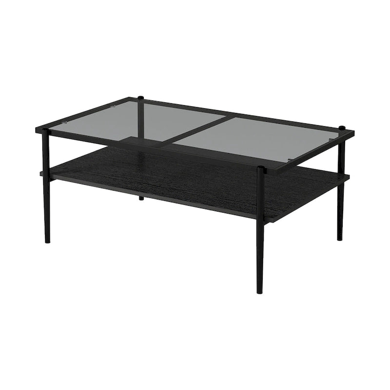 Rectangle Coffee Table with Tempered Glass top,Modern Table for Living Room