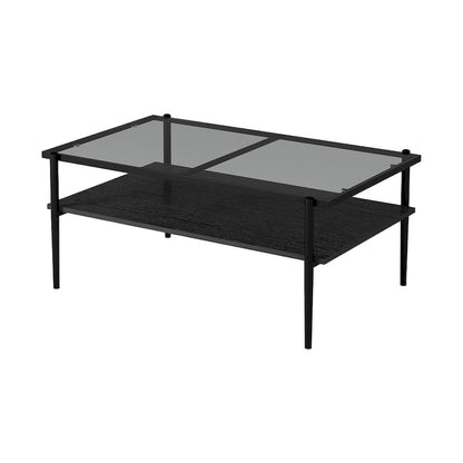 Rectangle Coffee Table with Tempered Glass top,Modern Table for Living Room