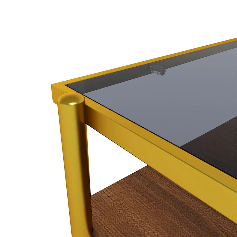 Rectangle Coffee Table with Tempered Glass top,Modern Table for Living Room