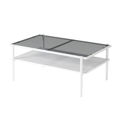 Rectangle Coffee Table with Tempered Glass top,Modern Table for Living Room