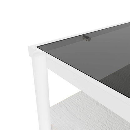 Rectangle Coffee Table with Tempered Glass top,Modern Table for Living Room