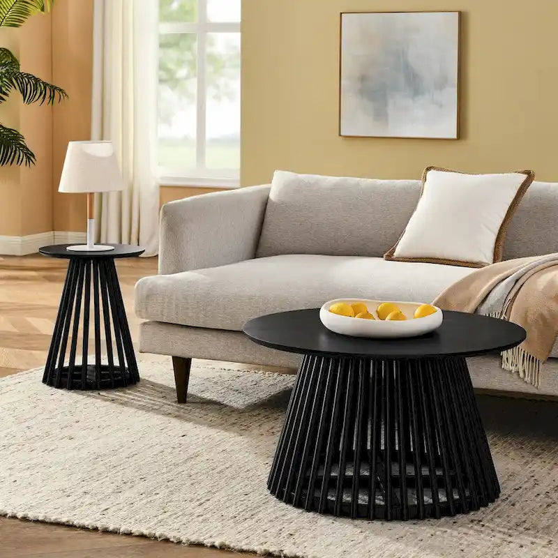 15.75 in. Round Wood Coffee Table, Simple End Table, Solid Wood Side Table for Living Room