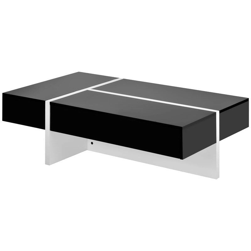Modern Simple Rectangle Coffee Table Living Room Furniture, High Gloss Surface Cocktail Table, Center Table for Sofa
