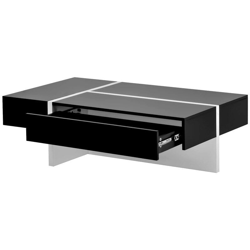 Modern Simple Rectangle Coffee Table Living Room Furniture, High Gloss Surface Cocktail Table, Center Table for Sofa