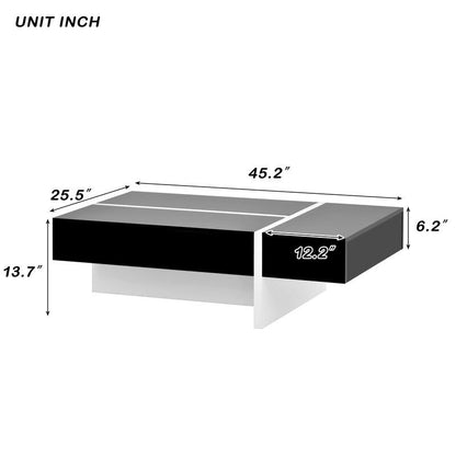 Modern Simple Rectangle Coffee Table Living Room Furniture, High Gloss Surface Cocktail Table, Center Table for Sofa