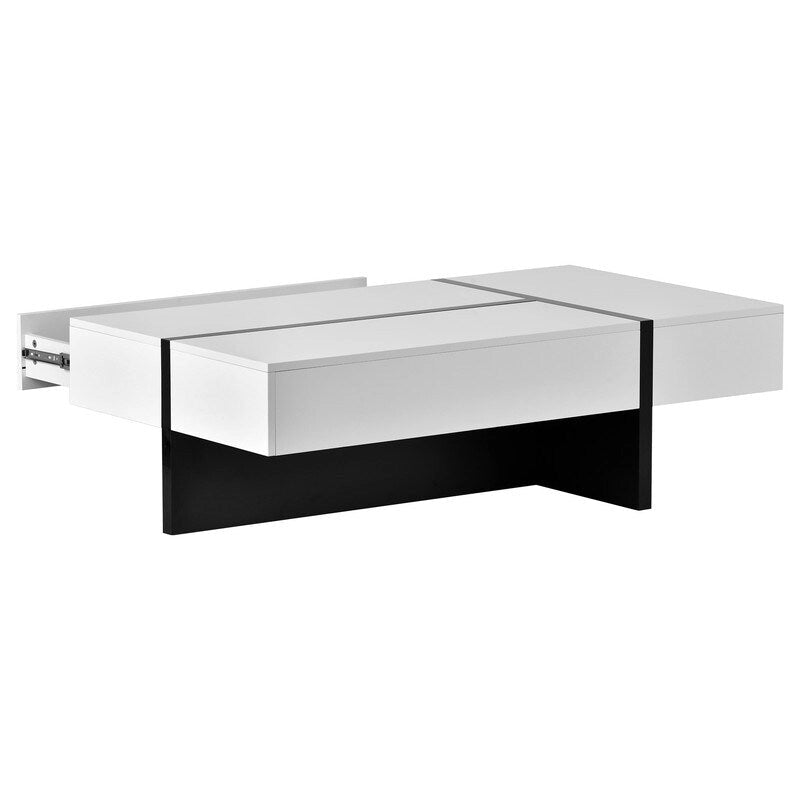 Modern Simple Rectangle Coffee Table Living Room Furniture, High Gloss Surface Cocktail Table, Center Table for Sofa