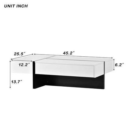 Modern Simple Rectangle Coffee Table Living Room Furniture, High Gloss Surface Cocktail Table, Center Table for Sofa