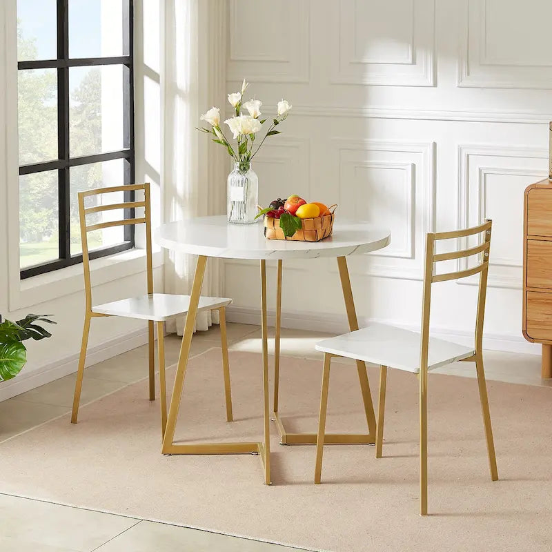 Javlergo 31.5 Round Dining Table Modern Leisure Table with Metal Leg