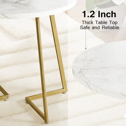 Javlergo 31.5 Round Dining Table Modern Leisure Table with Metal Leg