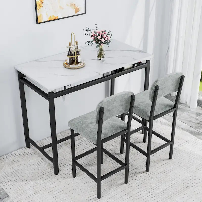Kitchen Table Set, Dining Table and Chairs for 2, 3 Piece Table Set with 2 Chairs, Bar Set for Small Spaces, Breakfast, Pub