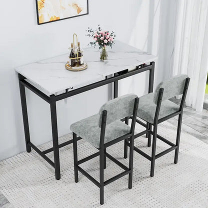 Kitchen Table Set, Dining Table and Chairs for 2, 3 Piece Table Set with 2 Chairs, Bar Set for Small Spaces, Breakfast, Pub