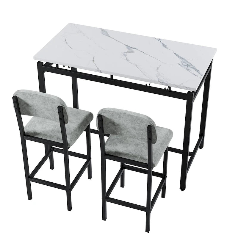 Kitchen Table Set, Dining Table and Chairs for 2, 3 Piece Table Set with 2 Chairs, Bar Set for Small Spaces, Breakfast, Pub