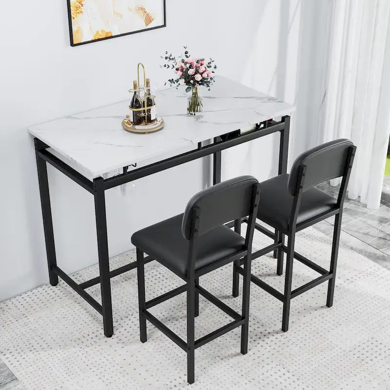 Kitchen Table Set, Dining Table and Chairs for 2, 3 Piece Table Set with 2 Chairs, Bar Set for Small Spaces, Breakfast, Pub