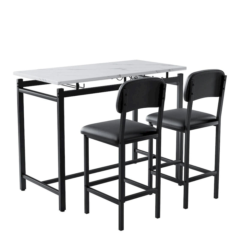 Kitchen Table Set, Dining Table and Chairs for 2, 3 Piece Table Set with 2 Chairs, Bar Set for Small Spaces, Breakfast, Pub