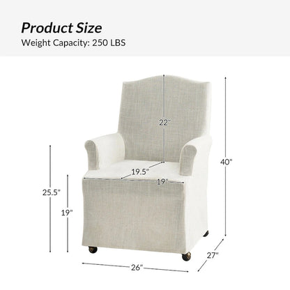 Alethea Upholstered Slipcover Arm Dining Chair with Soild Wood Legs Set of 2 by HULALA HOME
