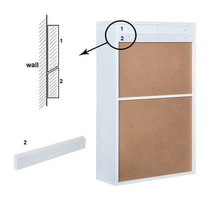 Utopia Alley Fold Down Desk Table Wall Cabinet With Chalkboard, White