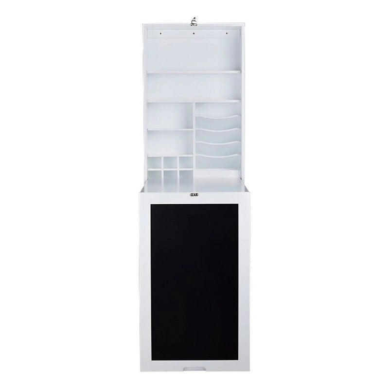 Utopia Alley Fold Down Desk Table Wall Cabinet With Chalkboard, White