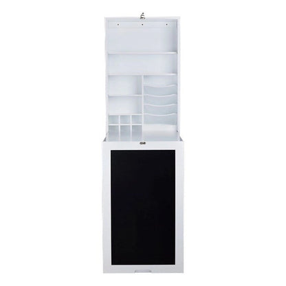 Utopia Alley Fold Down Desk Table Wall Cabinet With Chalkboard, White