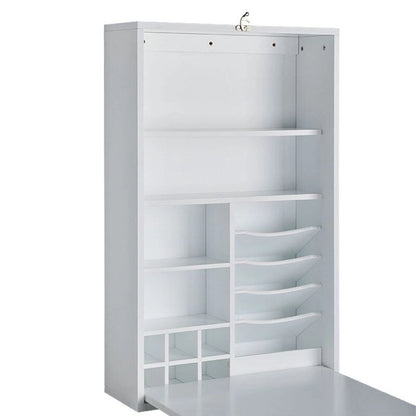 Utopia Alley Fold Down Desk Table Wall Cabinet With Chalkboard, White