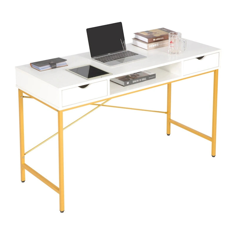 JJS 48' Writing Desk with Drawers, Contemporary Home Office Large Computer Laptop Workstation with Storage