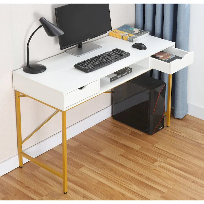 JJS 48' Writing Desk with Drawers, Contemporary Home Office Large Computer Laptop Workstation with Storage
