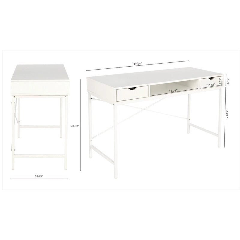 JJS 48' Writing Desk with Drawers, Contemporary Home Office Large Computer Laptop Workstation with Storage