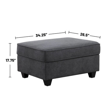 7 Piece L-Shape Sectional Sofa with Ottoman in Stone Gray