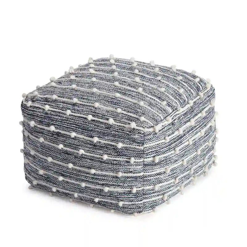 Jani Surin 22-inch Square Pouf Ottoman - Handmade Footrest for Living Room, Bedroom, Nursery, Kidsroom
