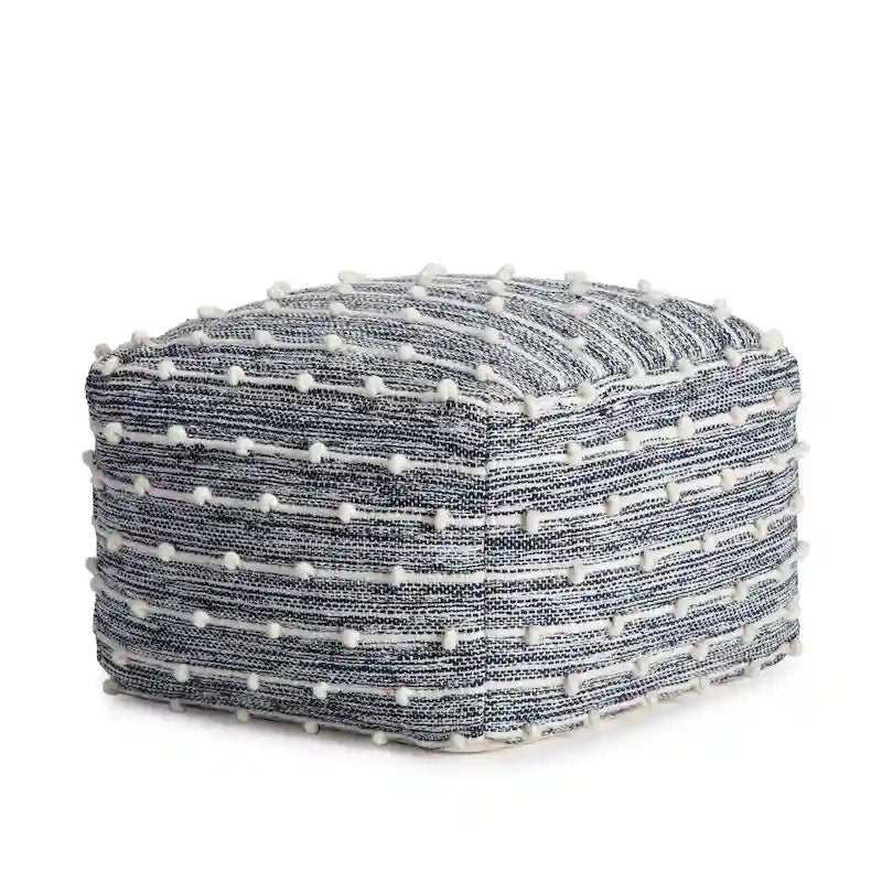 Jani Surin 22-inch Square Pouf Ottoman - Handmade Footrest for Living Room, Bedroom, Nursery, Kidsroom