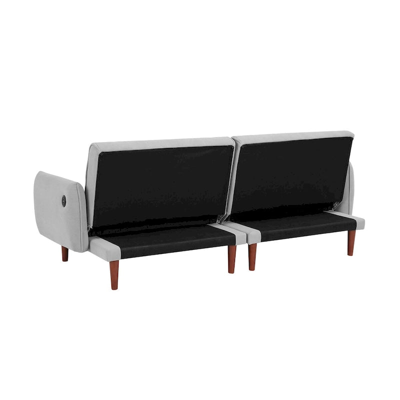 Convertible Futon Sofa Bed, Adjustable Couch Sleeper, Couch Corduroy Fabric Comfy Sofa bed with Wooden Legs & 2 Pillows