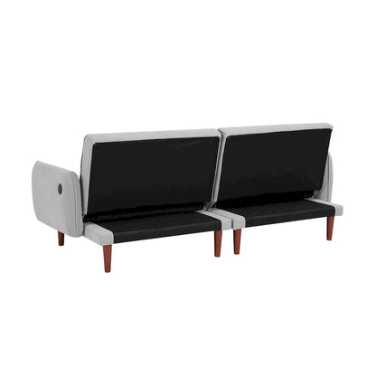 Convertible Futon Sofa Bed, Adjustable Couch Sleeper, Couch Corduroy Fabric Comfy Sofa bed with Wooden Legs & 2 Pillows