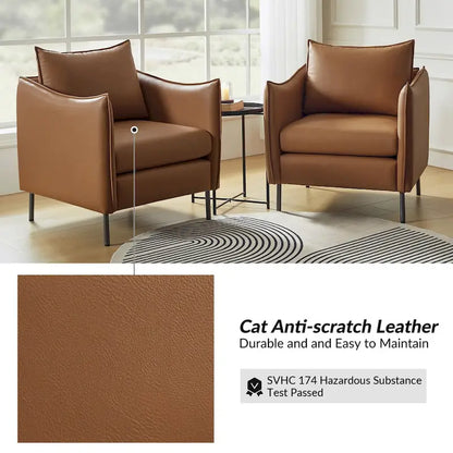 Christopher Modern Anti-scratch Fabric Armchair with Black Metal Legs Set of 2 by HULALA HOME