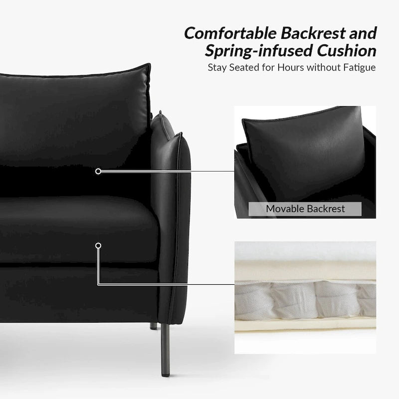 Christopher Modern Anti-scratch Fabric Armchair with Black Metal Legs Set of 2 by HULALA HOME