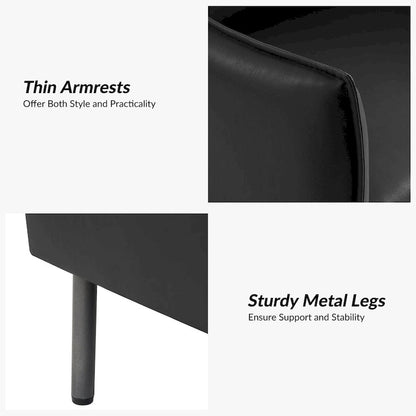 Christopher Modern Anti-scratch Fabric Armchair with Black Metal Legs Set of 2 by HULALA HOME
