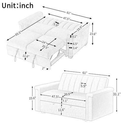 Convertible Soft Cushion Sofa Pull Bed