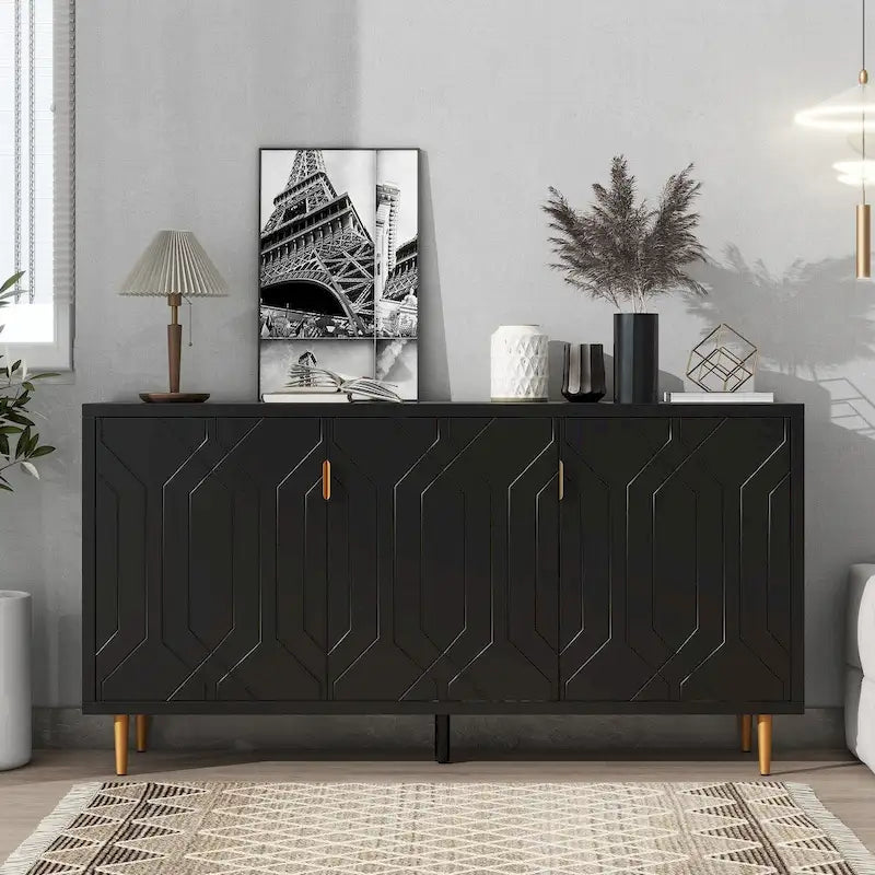 Modern TV Stand for TV up to 70 inch, Console Table with Adjustable Shelves,Storage Sideboard Cabinet for Living Room
