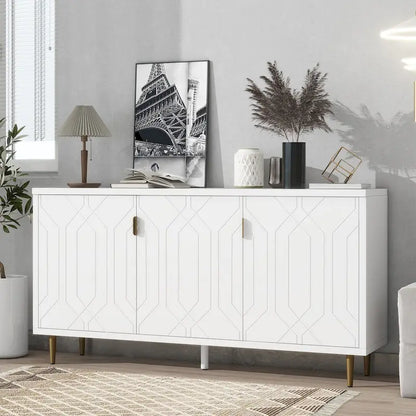 Modern TV Stand for TV up to 70 inch, Console Table with Adjustable Shelves,Storage Sideboard Cabinet for Living Room