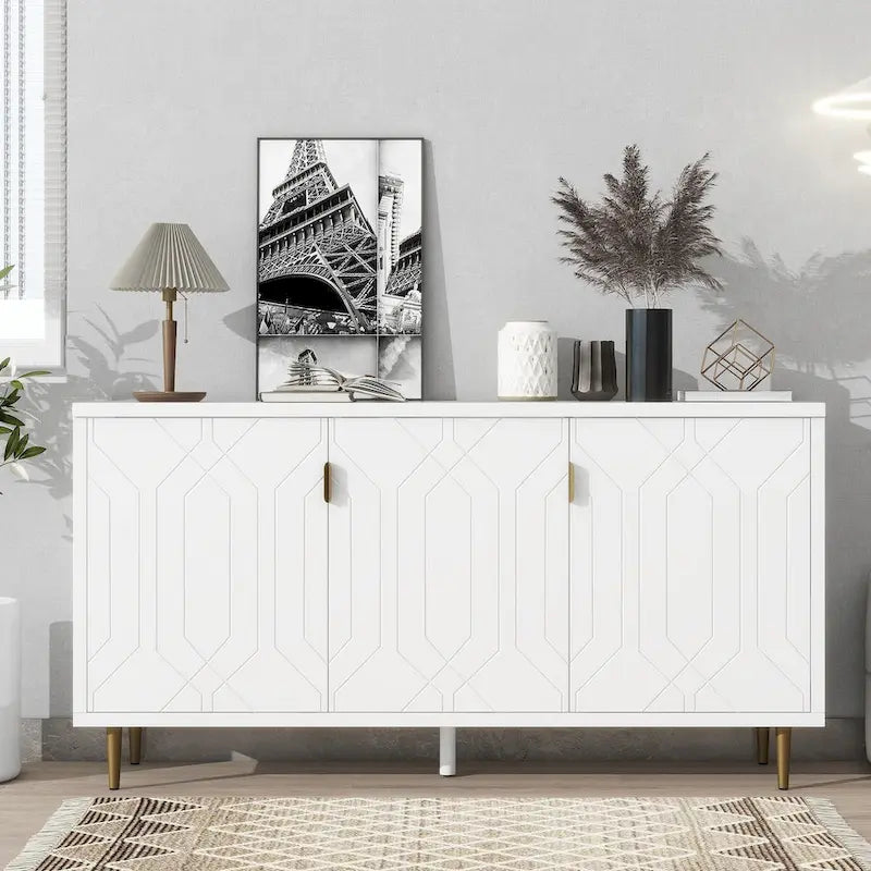 Modern TV Stand for TV up to 70 inch, Console Table with Adjustable Shelves,Storage Sideboard Cabinet for Living Room
