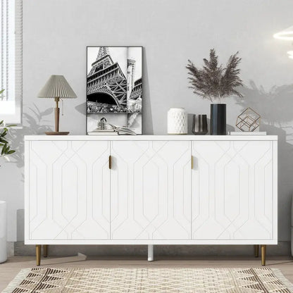 Modern TV Stand for TV up to 70 inch, Console Table with Adjustable Shelves,Storage Sideboard Cabinet for Living Room