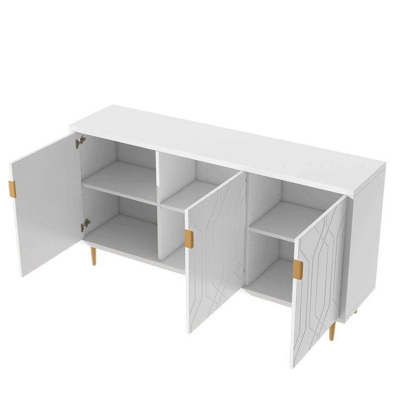 Modern TV Stand for TV up to 70 inch, Console Table with Adjustable Shelves,Storage Sideboard Cabinet for Living Room