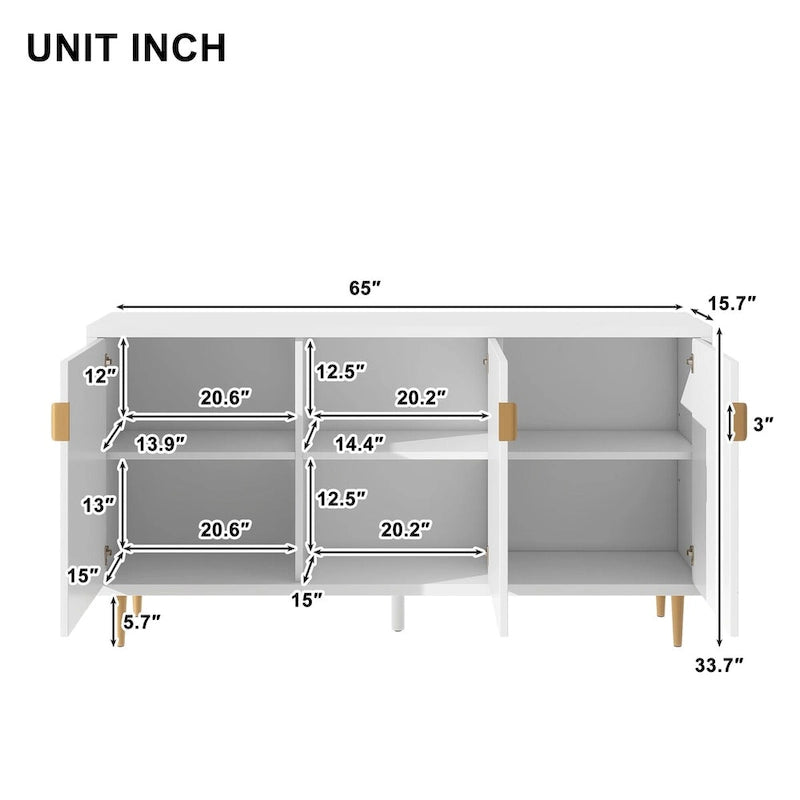 Modern TV Stand for TV up to 70 inch, Console Table with Adjustable Shelves,Storage Sideboard Cabinet for Living Room