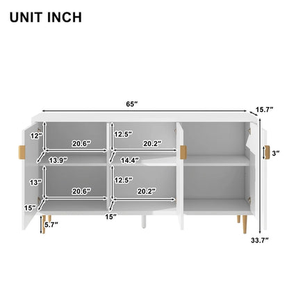 Modern TV Stand for TV up to 70 inch, Console Table with Adjustable Shelves,Storage Sideboard Cabinet for Living Room