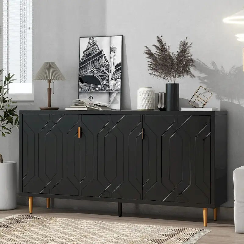 Modern TV Stand for TV up to 70 inch, Console Table with Adjustable Shelves,Storage Sideboard Cabinet for Living Room
