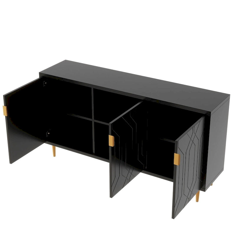 Modern TV Stand for TV up to 70 inch, Console Table with Adjustable Shelves,Storage Sideboard Cabinet for Living Room
