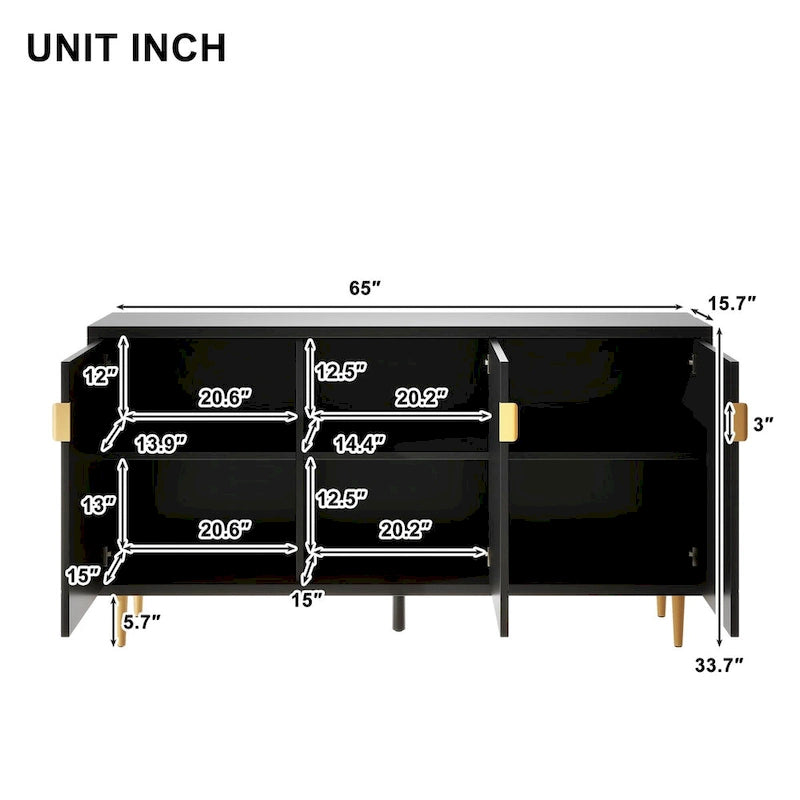 Modern TV Stand for TV up to 70 inch, Console Table with Adjustable Shelves,Storage Sideboard Cabinet for Living Room