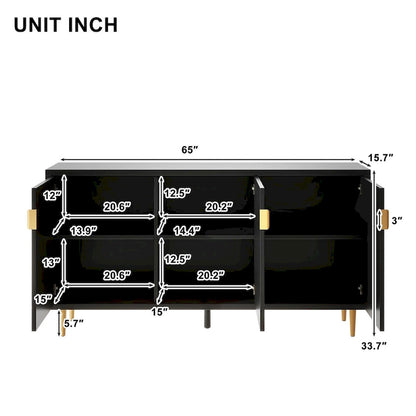 Modern TV Stand for TV up to 70 inch, Console Table with Adjustable Shelves,Storage Sideboard Cabinet for Living Room